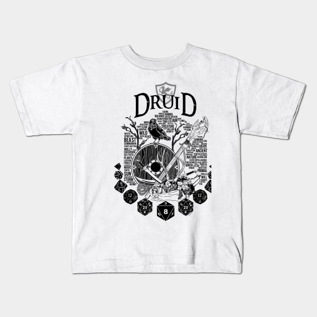 RPG Class Series: Druid - Black Version Kids T-Shirt by Milmino